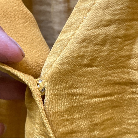 Rachel Zoe | Faux-Wrap Sleeveless Top w/ Smocking - M/L, Yellow - Picture 6 of 9